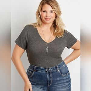 maurices- v neck rib tuck in tee
